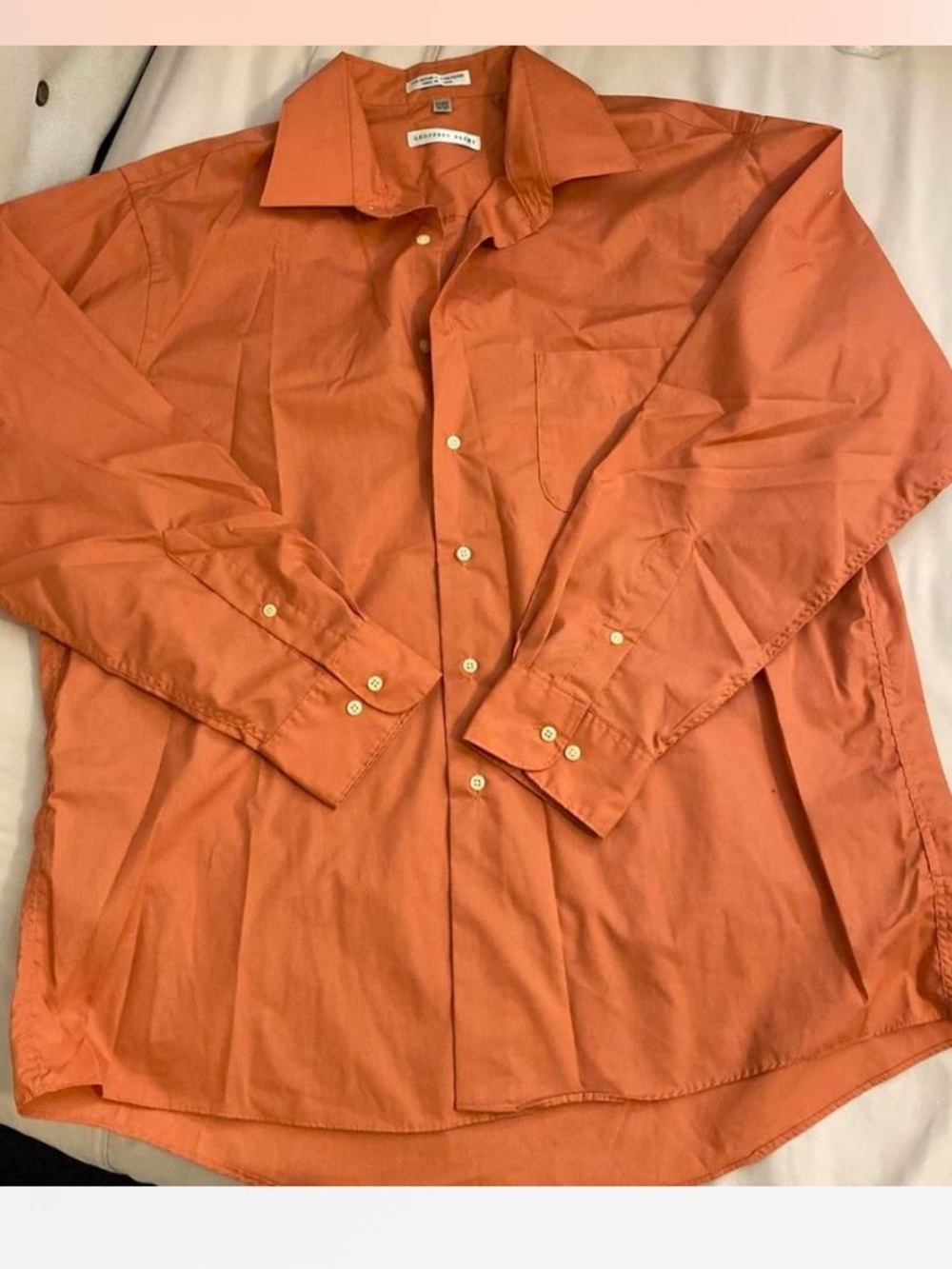 Geoffrey Beene Men's Orange Long-Sleeve Button-Down Shirt Sz XL